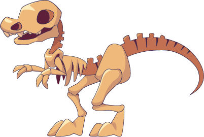 cartoon illutration of a skeleton t-rex