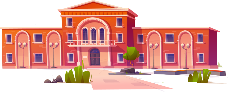 a cartoon illutration of the museum