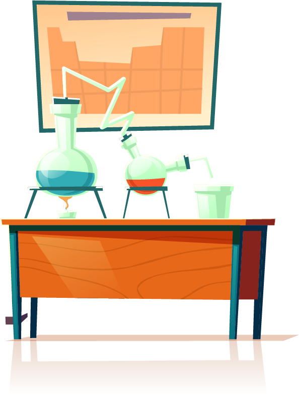 table with science articels on it