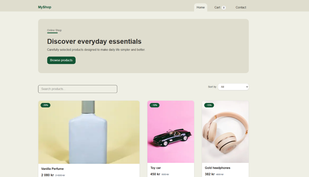 MyShop online store screenshot
