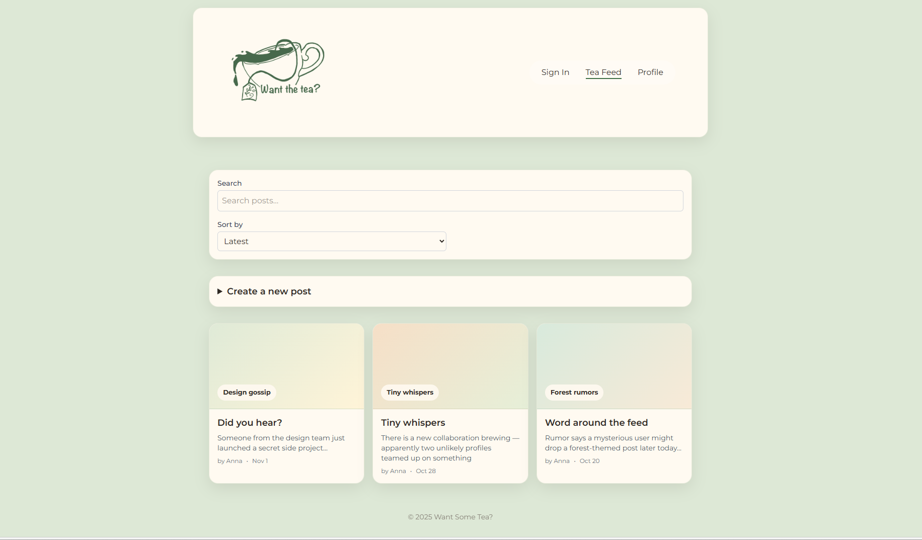 Want The Tea homepage screenshot